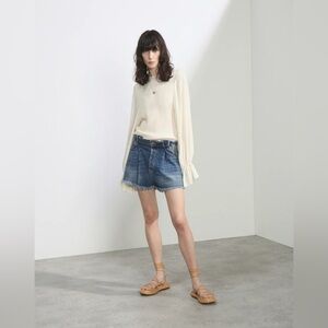 Raey Fold raw-hem denim shorts
